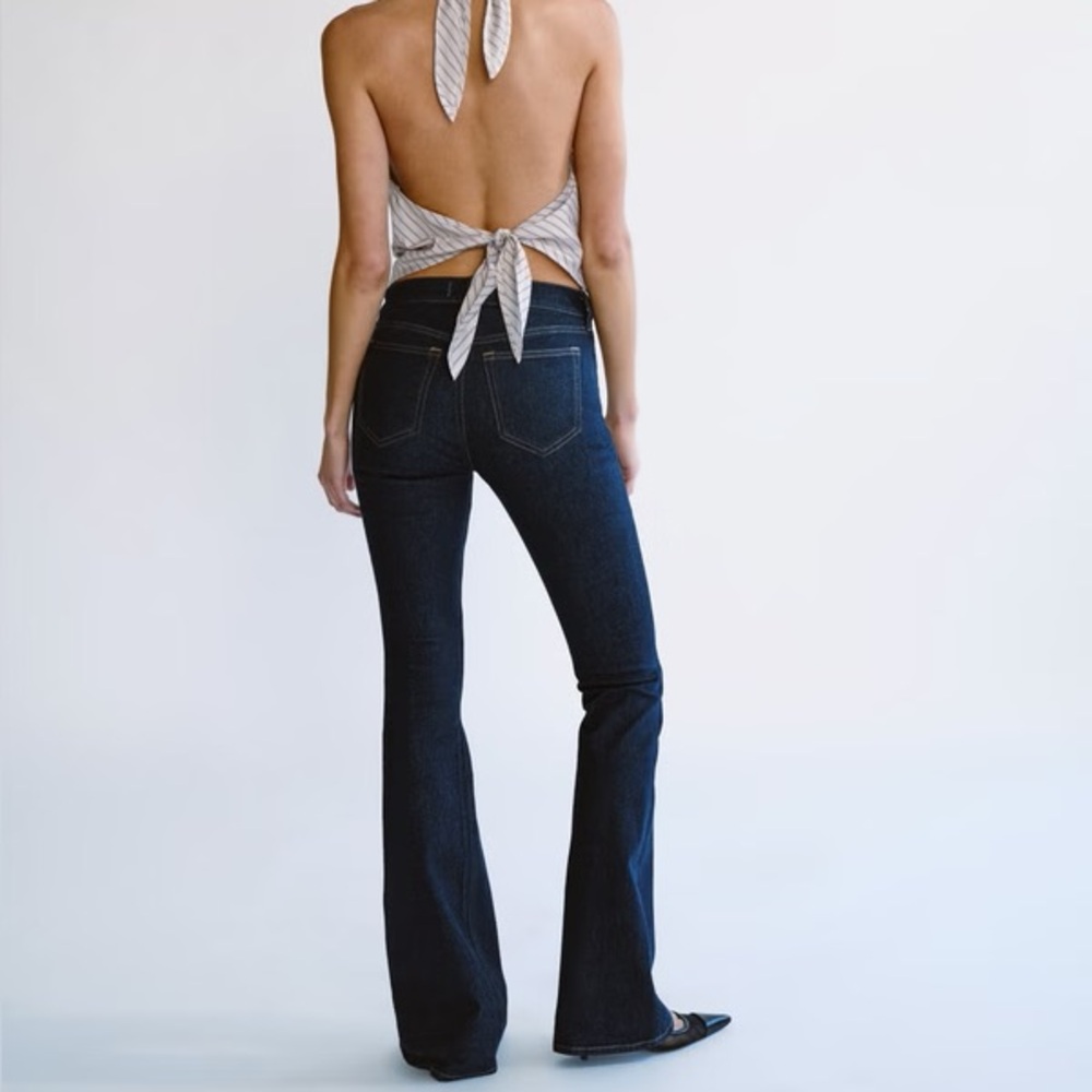 Abercrombie & Fitch curve love Dark Blue Boot Cut Jeans still on website